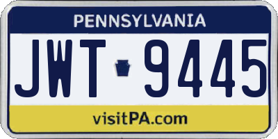 PA license plate JWT9445
