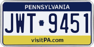 PA license plate JWT9451