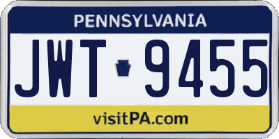 PA license plate JWT9455