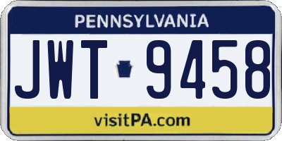 PA license plate JWT9458