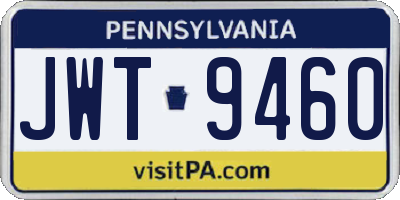 PA license plate JWT9460