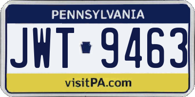 PA license plate JWT9463