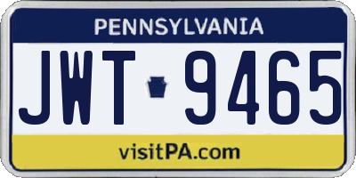 PA license plate JWT9465