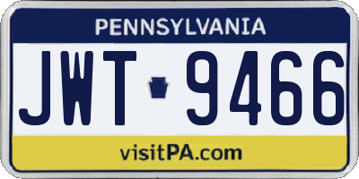 PA license plate JWT9466