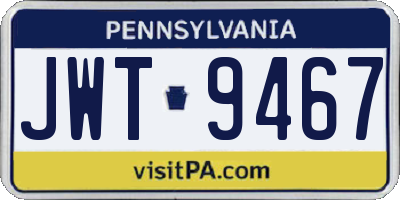 PA license plate JWT9467