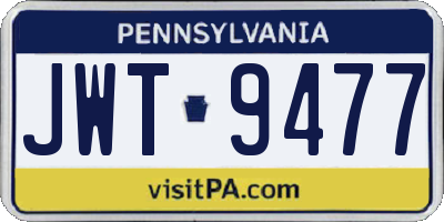 PA license plate JWT9477