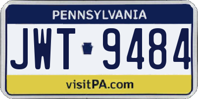 PA license plate JWT9484