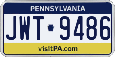 PA license plate JWT9486