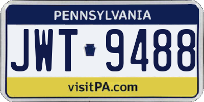 PA license plate JWT9488