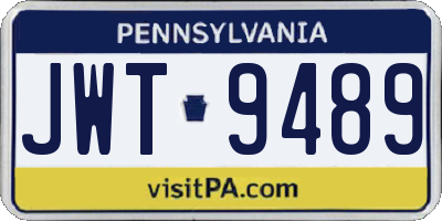 PA license plate JWT9489