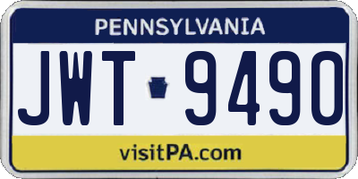 PA license plate JWT9490