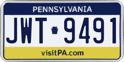 PA license plate JWT9491