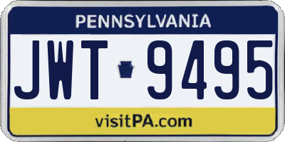 PA license plate JWT9495