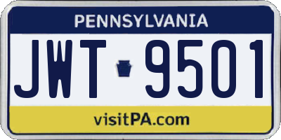 PA license plate JWT9501