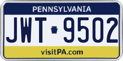 PA license plate JWT9502