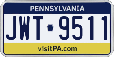 PA license plate JWT9511