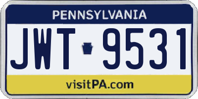 PA license plate JWT9531
