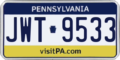 PA license plate JWT9533