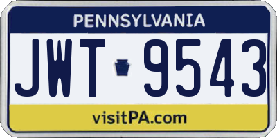 PA license plate JWT9543