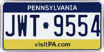 PA license plate JWT9554