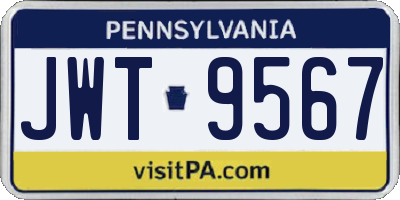 PA license plate JWT9567