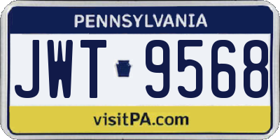 PA license plate JWT9568
