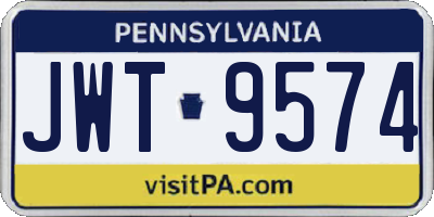 PA license plate JWT9574