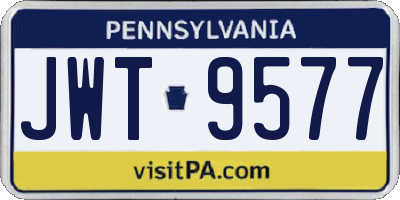 PA license plate JWT9577