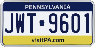 PA license plate JWT9601