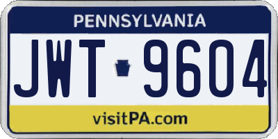 PA license plate JWT9604
