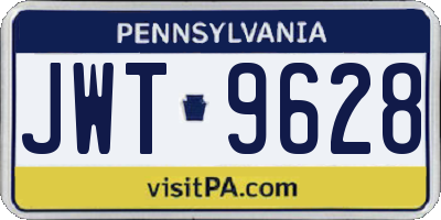 PA license plate JWT9628