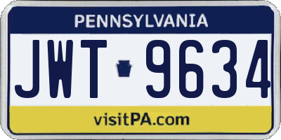 PA license plate JWT9634