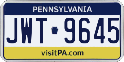 PA license plate JWT9645