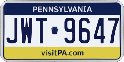 PA license plate JWT9647