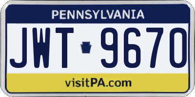 PA license plate JWT9670
