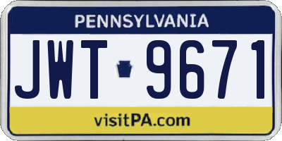 PA license plate JWT9671