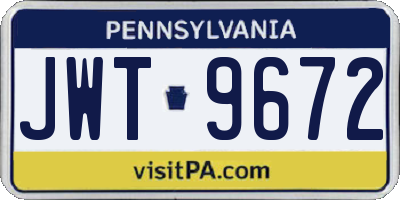 PA license plate JWT9672