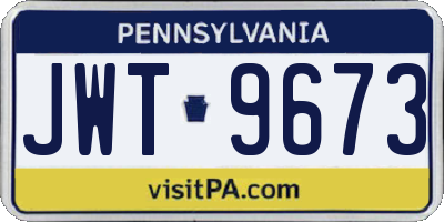 PA license plate JWT9673