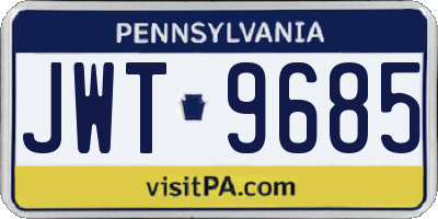 PA license plate JWT9685