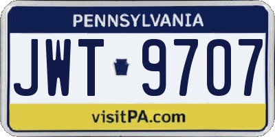 PA license plate JWT9707