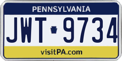 PA license plate JWT9734