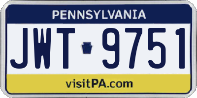PA license plate JWT9751