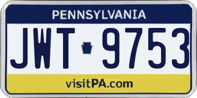 PA license plate JWT9753