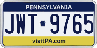 PA license plate JWT9765