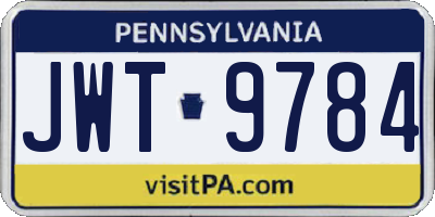 PA license plate JWT9784