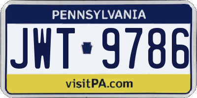 PA license plate JWT9786