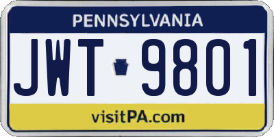 PA license plate JWT9801