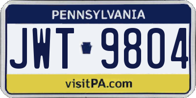 PA license plate JWT9804