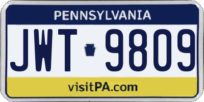 PA license plate JWT9809