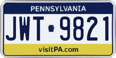 PA license plate JWT9821
